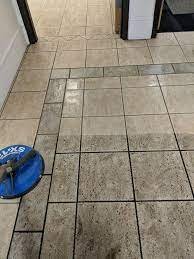 Dirty tile and grout in Bellevue ready for cleaning